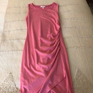 Hot Pink cotton midi bodycon dress